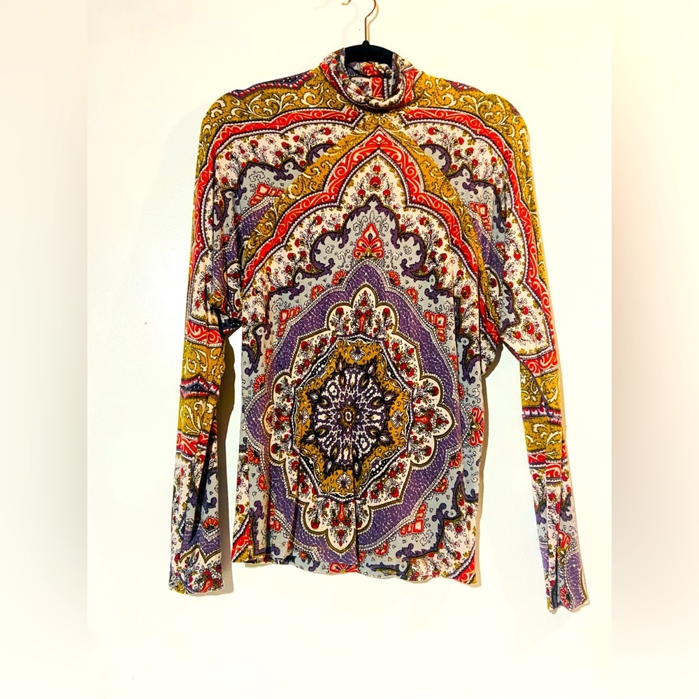 We the free long sleeved turtle neck paisley floral print